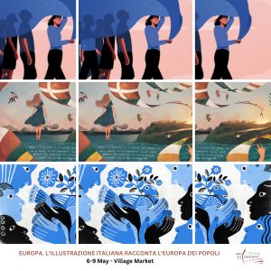 Locandina per Europa, l'illustrazione italiana racconta l'Europa dei popoli. IIC Nairobi