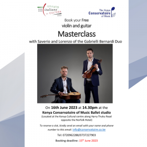 Locandina masterclass con conservatorio di Nairobi - IIC Nairobi
