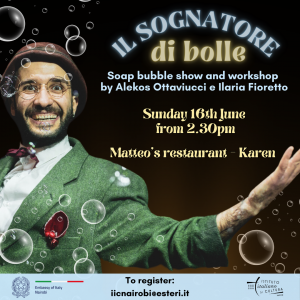 spettacolo il sognatore di bolle- IIC Nairobi