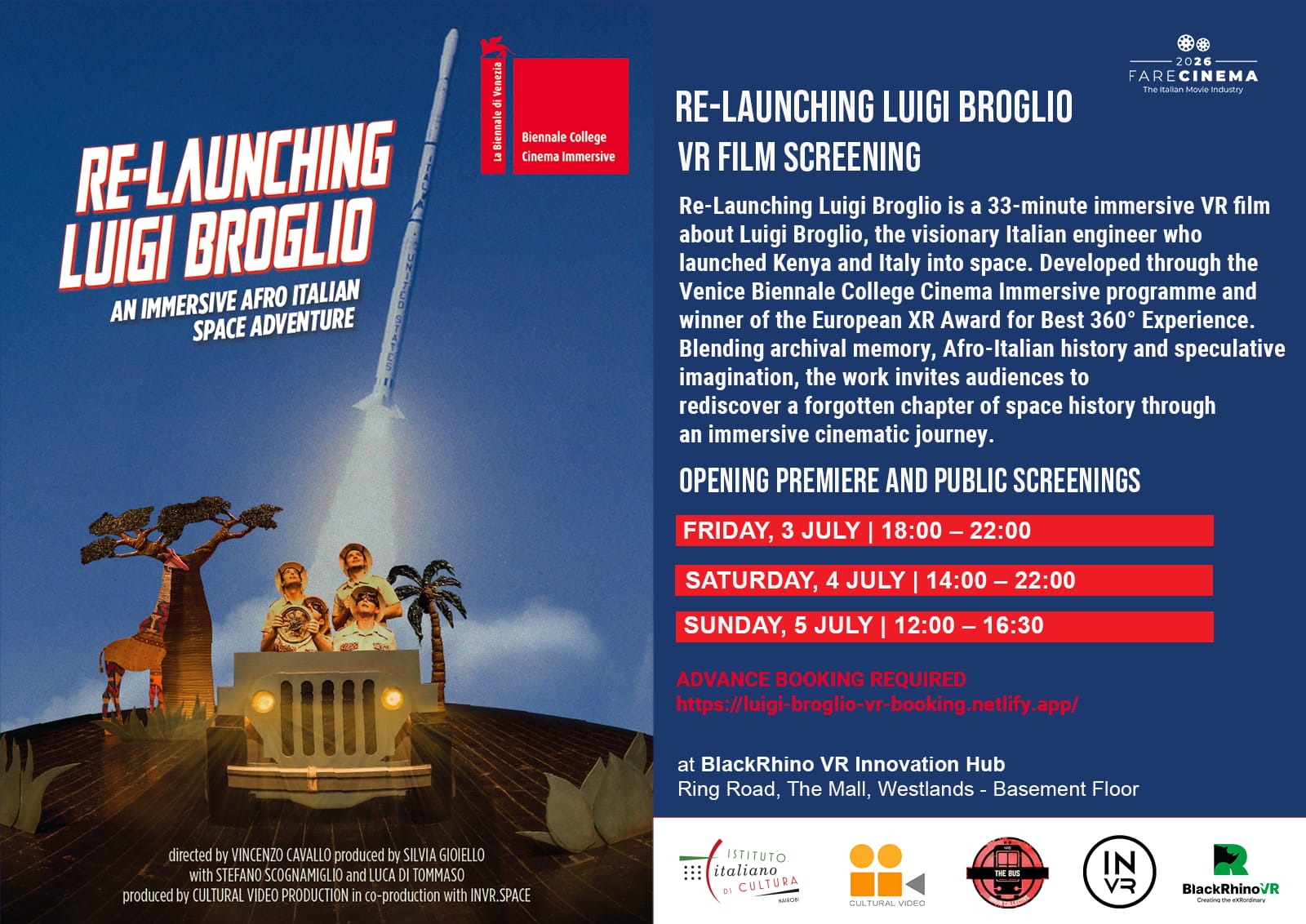 Fare Cinema 2026 Re-launching Luigi Broglio – IIC Nairobii